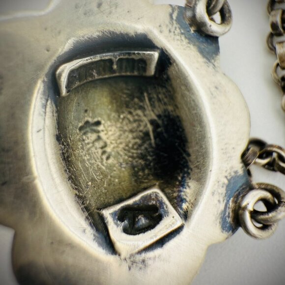 Kevin Randall Sterling Turquoise Concho Set: 18" Necklace & Earrings - Picture 5 of 6